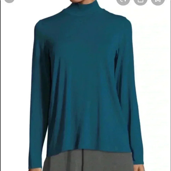 Eileen Fisher Mock Neck Jersey Top Size L—A5 - Picture 1 of 6